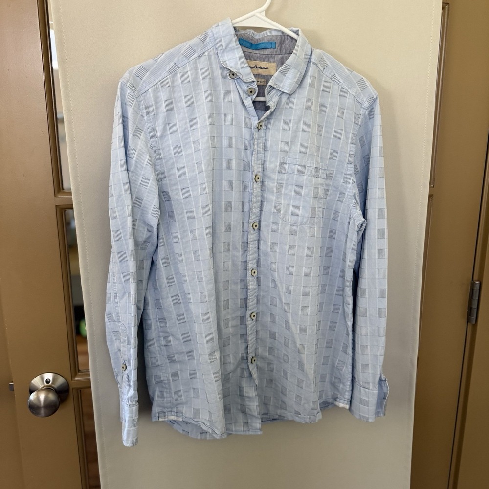 Tommy Bahama Men's Medium Blue Island Modern Fit Long Sleeve Button Up Shirt
